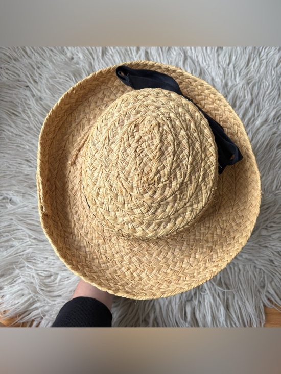 Helen Kaminski Classic 5 Raffia Straw Hat Black Ribbon Bow Sun Hat Australia OS